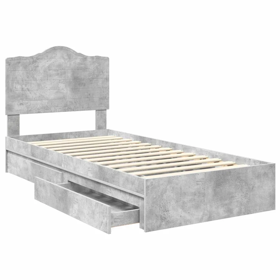 Lit de Rangement Gris béton 90 x 190 cm Bois d'ingénierie - 5