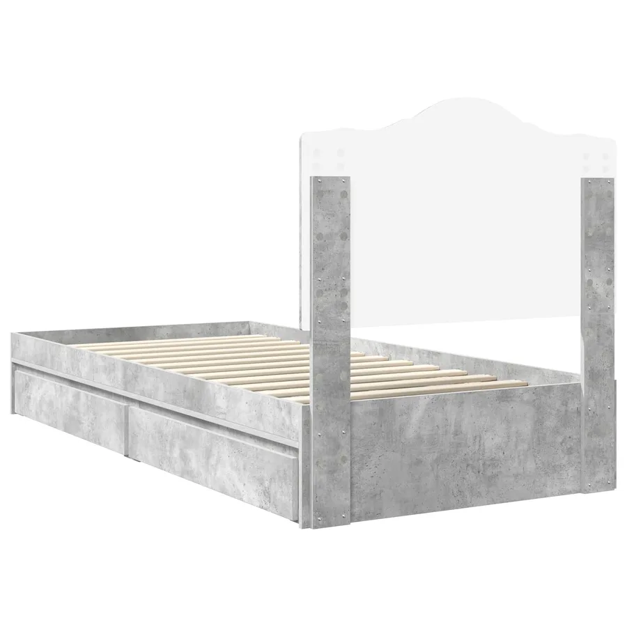 Lit de Rangement Gris béton 90 x 190 cm Bois d'ingénierie - 8