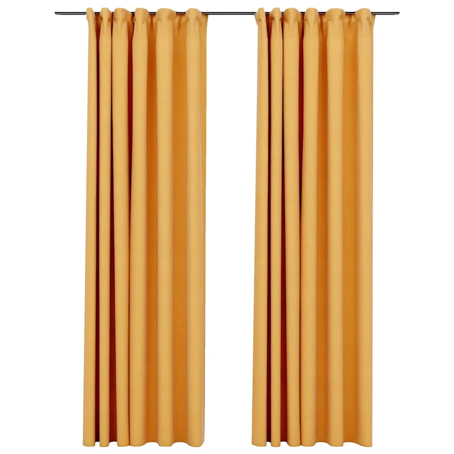 Rideaux occultants aspect lin et crochets 2 pcs Jaune 140x245cm - 2