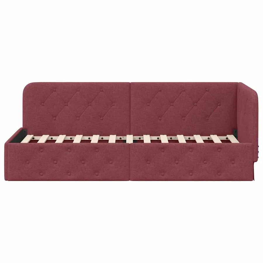 Cadre de lit d'angle Bordeaux 80 x 200 cm tissu - 5