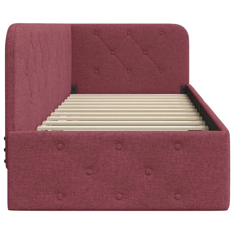 Cadre de lit d'angle Bordeaux 80 x 200 cm tissu - 6