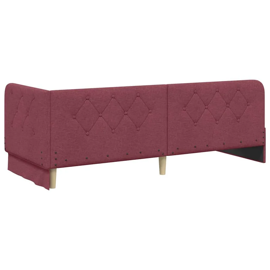 Cadre de lit d'angle Bordeaux 80 x 200 cm tissu - 7