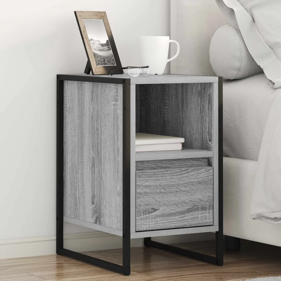 Table de chevet avec tiroir 2 pcs Gris Sonoma 39,5 x 30 x 50 cm