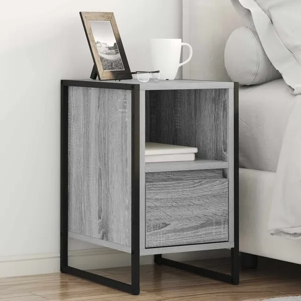 Table de chevet avec tiroir 2 pcs Gris Sonoma 39,5 x 30 x 50 cm