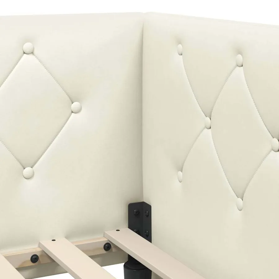 Cadre de lit d'angle Crème 90 x 200 cm Velours - 10