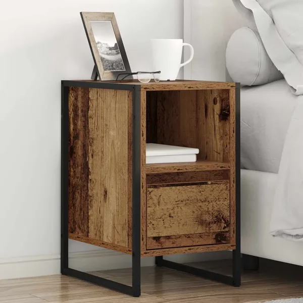 Table de chevet avec tiroir 2 pcs Bois Ancien 39,5 x 30 x 50 cm