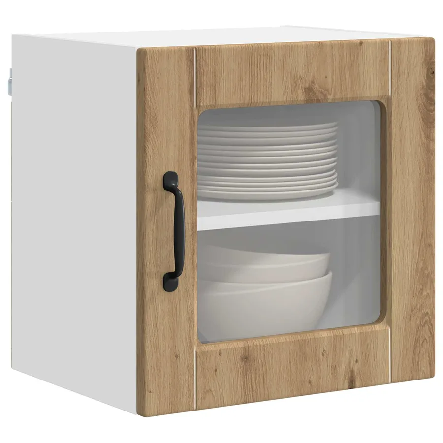Cabinet en verre mural PORTO Chêne artisanal 40 x 31 x 40 cm - 3