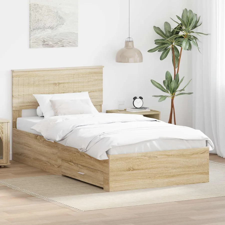 Cadre de lit Chêne Sonoma 100 x 200 cm Bois d'ingénierie