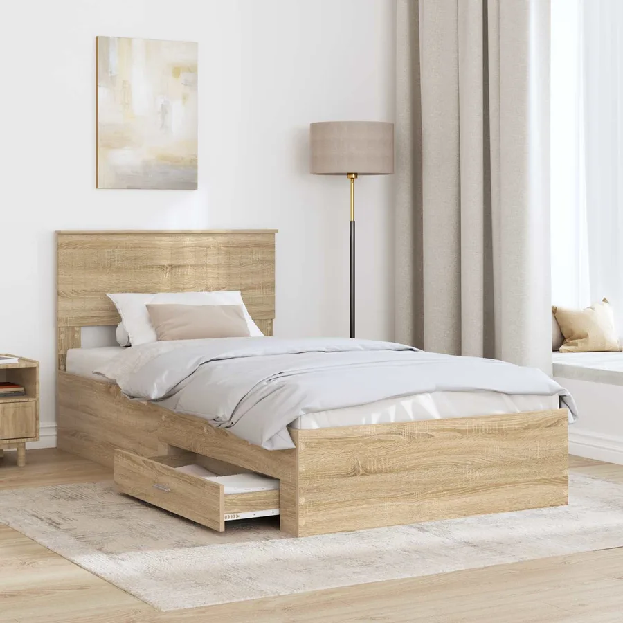 Cadre de lit Chêne Sonoma 100 x 200 cm Bois d'ingénierie - 3