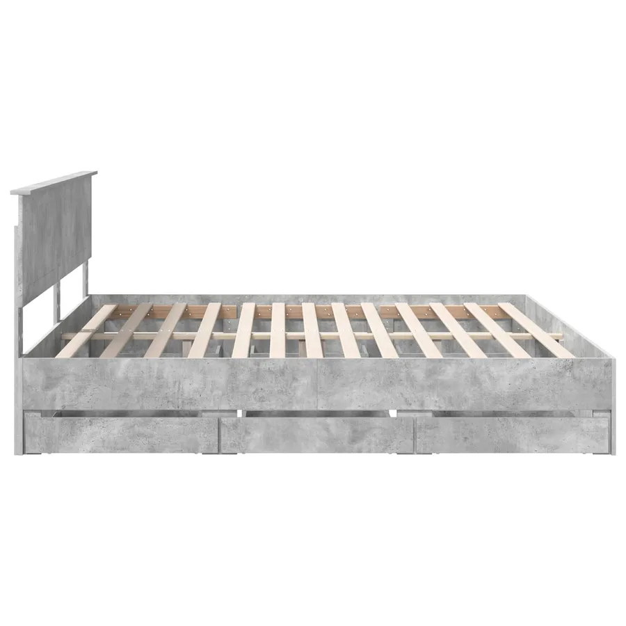 Cadre de lit Gris béton 200 x 200 cm Bois Ingénierie - 9