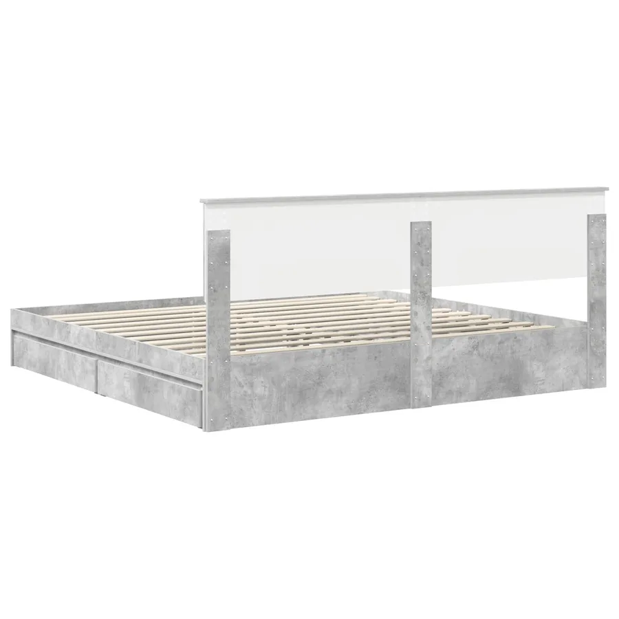 Lit de Rangement Gris béton 200 x 200 cm Bois d'ingénierie - 10