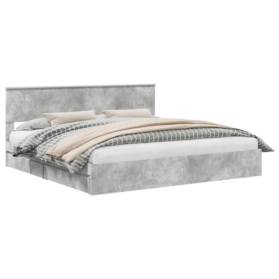 Lit de Rangement Gris béton 200 x 200 cm Bois d'ingénierie - 2