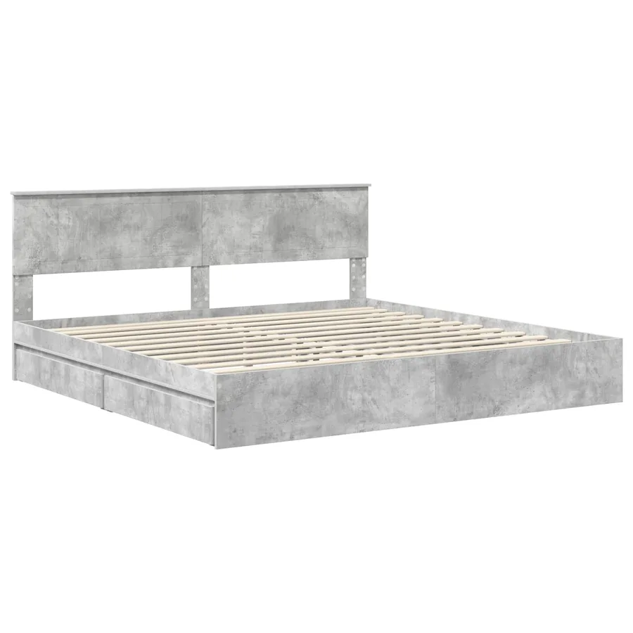 Lit de Rangement Gris béton 200 x 200 cm Bois d'ingénierie - 4