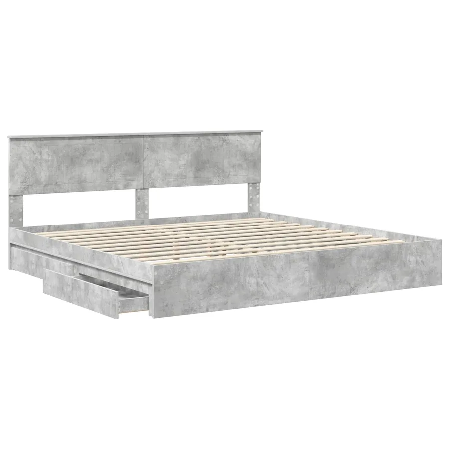 Lit de Rangement Gris béton 200 x 200 cm Bois d'ingénierie - 5