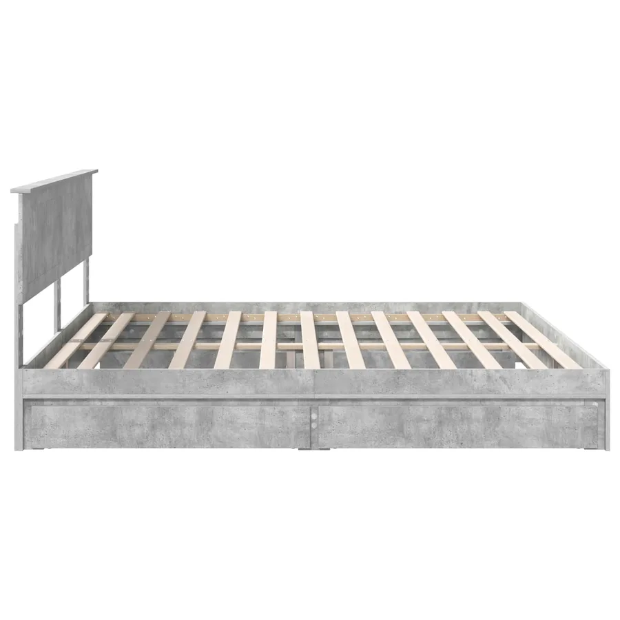 Lit de Rangement Gris béton 200 x 200 cm Bois d'ingénierie - 9
