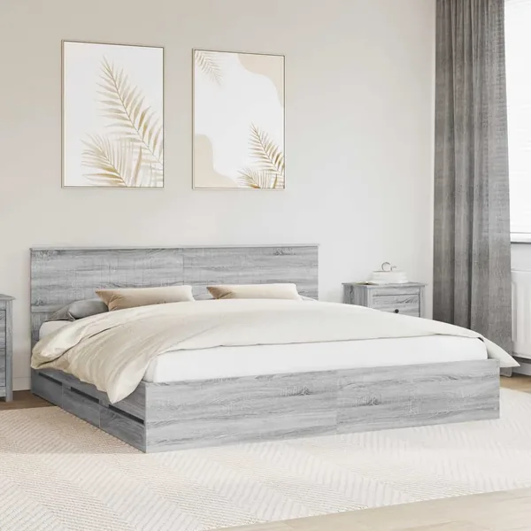 Cadre de lit Gris Sonoma 200 x 200 cm Bois Ingénierie