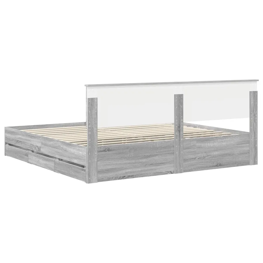 Cadre de lit Gris Sonoma 200 x 200 cm Bois Ingénierie - 10
