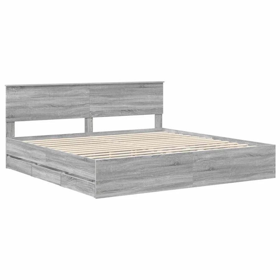 Cadre de lit Gris Sonoma 200 x 200 cm Bois Ingénierie - 4