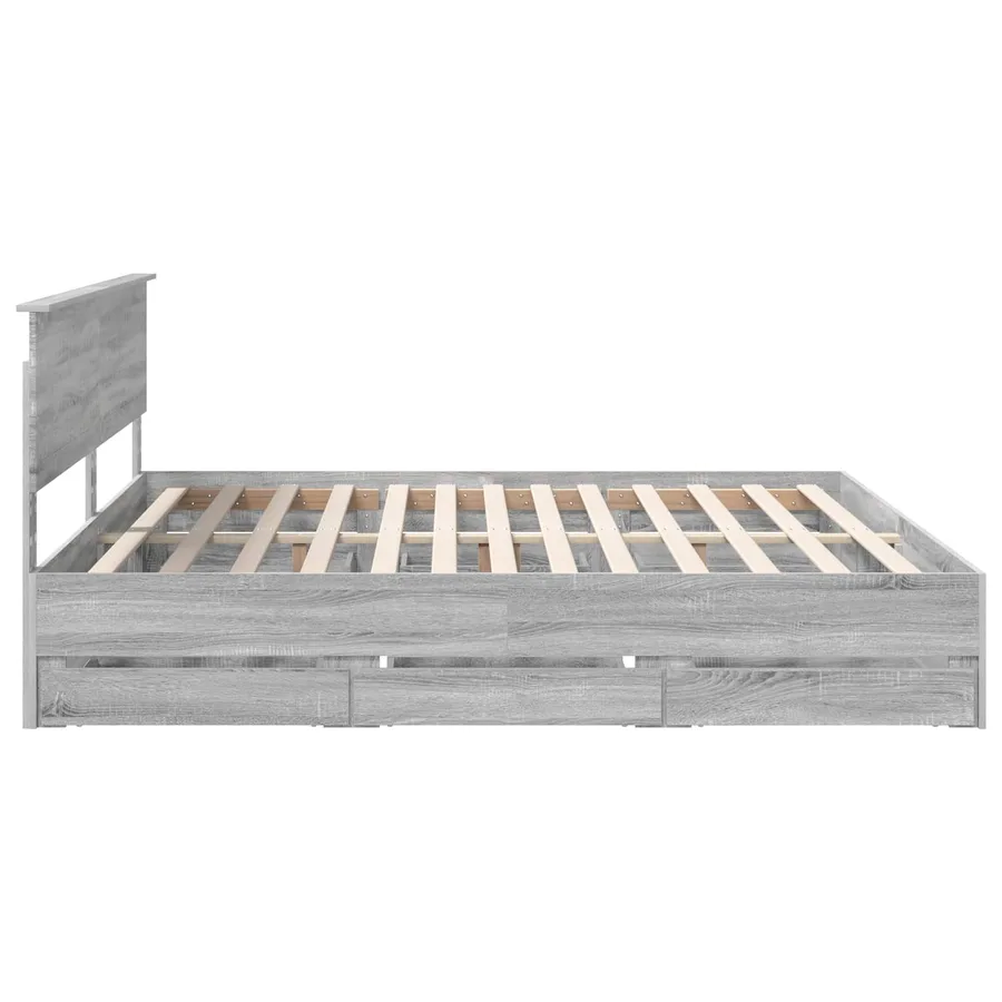Cadre de lit Gris Sonoma 200 x 200 cm Bois Ingénierie - 9