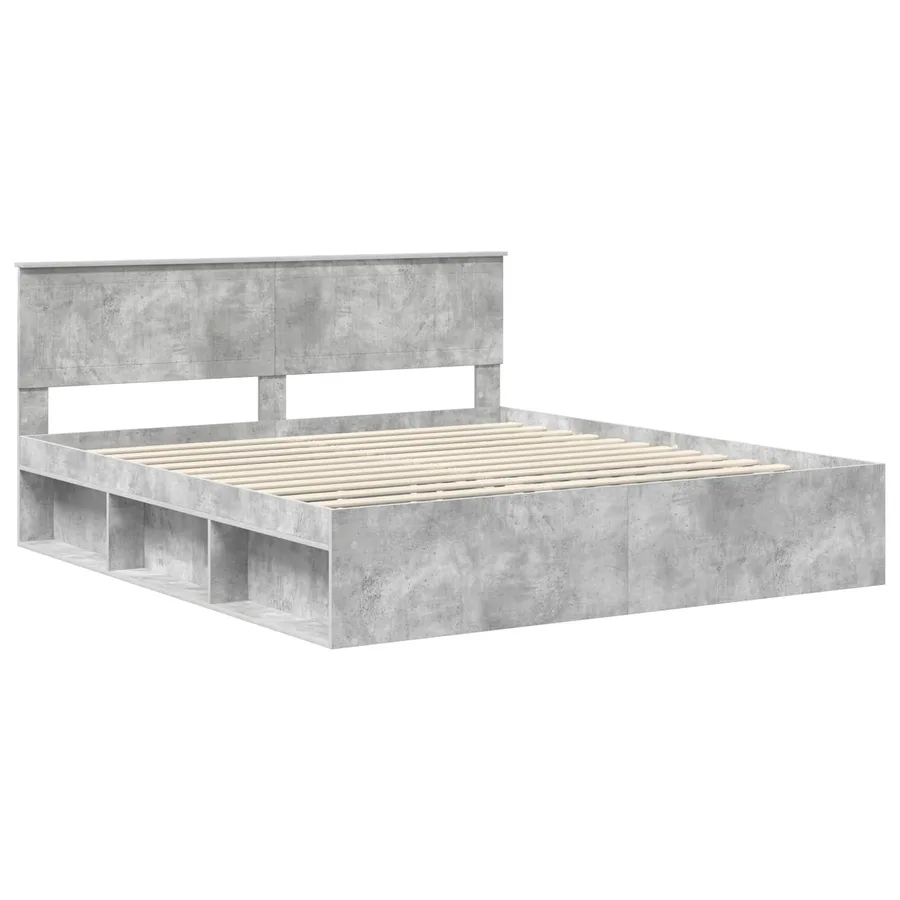 Cadre de lit avec tête de lit Béton 180 x 200 cm Pin massif - 4