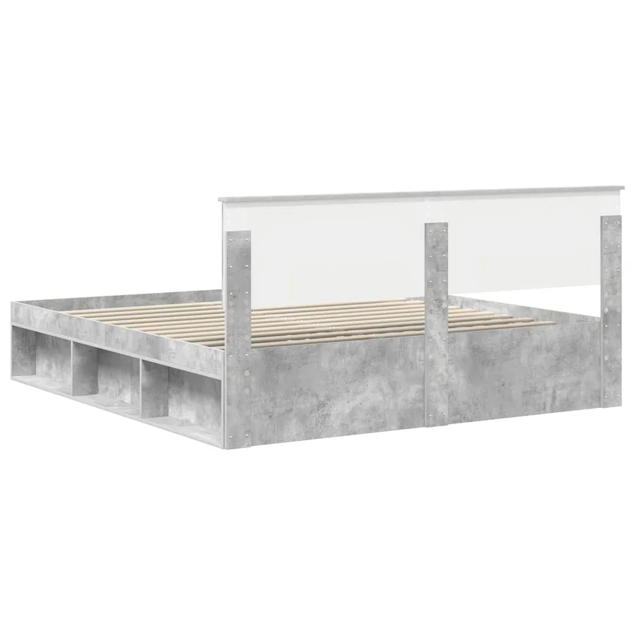 Cadre de lit avec tête de lit Béton 180 x 200 cm Pin massif - 9