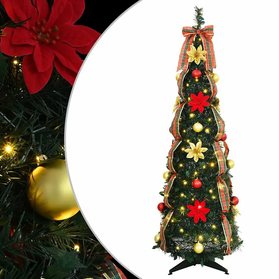 Sapin de Noël artificiel avec 100 LED Vert 155 cm PVC - 2
