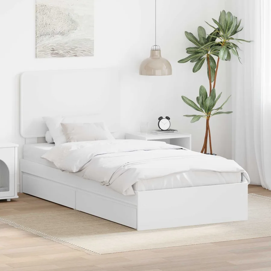 Lit de Rangement Blanc 75 x 190 cm Bois d'ingénierie