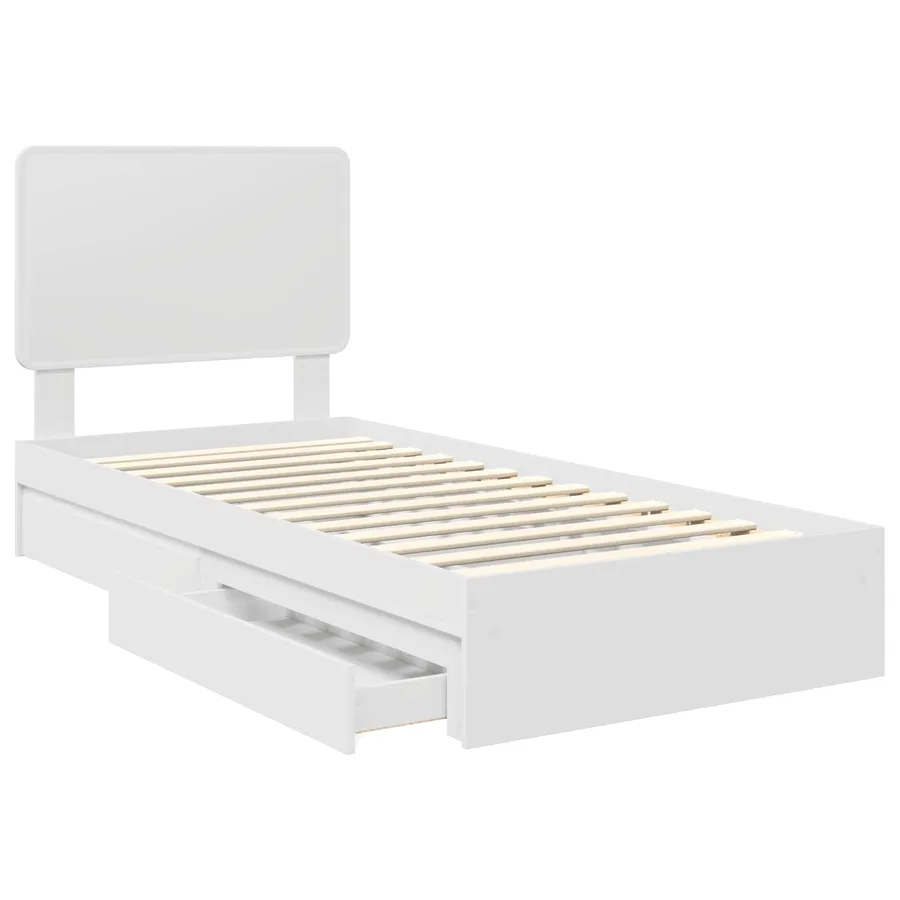Lit de Rangement Blanc 75 x 190 cm Bois d'ingénierie - 5