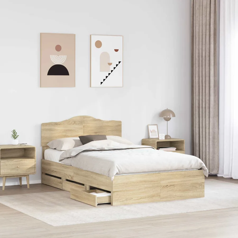 Cadre de lit Chêne Sonoma 120 x 190 cm Bois Ingénierie - 3
