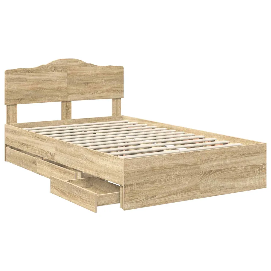Cadre de lit Chêne Sonoma 120 x 190 cm Bois Ingénierie - 5