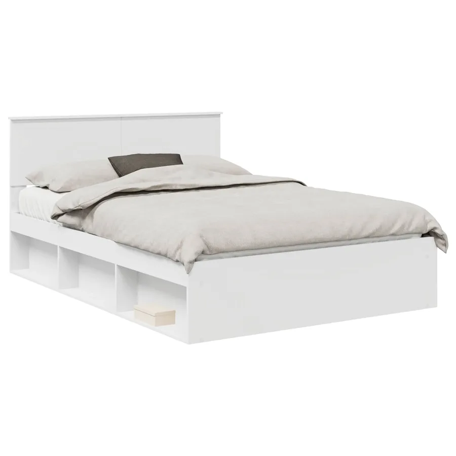 Cadre de lit avec tête de lit Blanc 140 x 190 cm Pin massif - 2