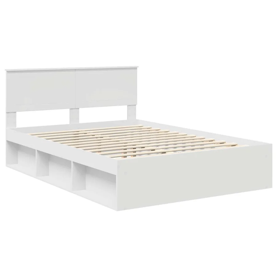 Cadre de lit avec tête de lit Blanc 140 x 190 cm Pin massif - 4