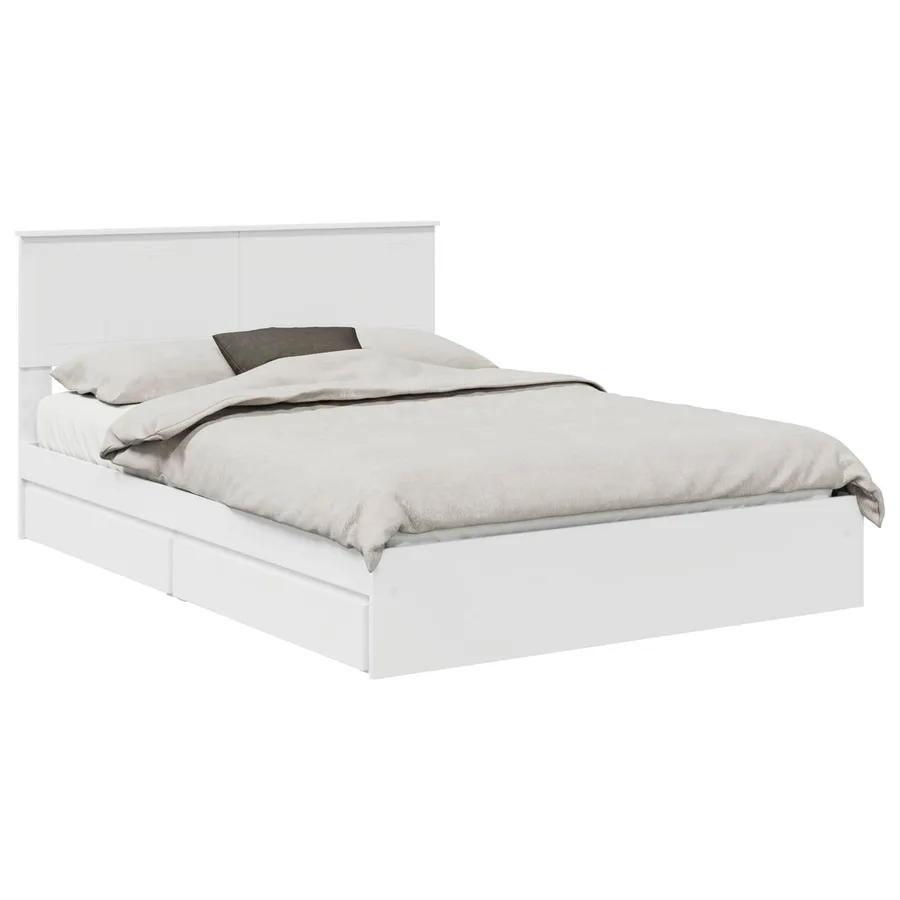 Lit de Rangement Blanc 140 x 190 cm Bois d'ingénierie - 2