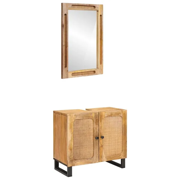 Ensembles de salle de bain 2 pcs Marron Bois de mangue massif