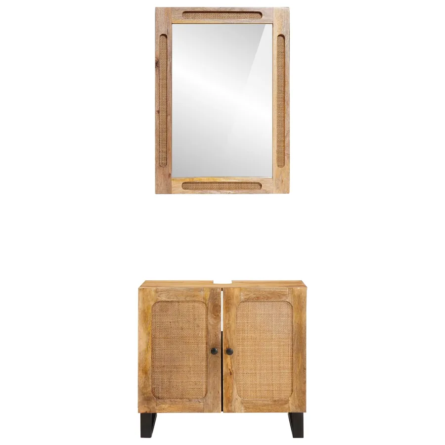 Ensembles de salle de bain 2 pcs Marron Bois de mangue massif - 5