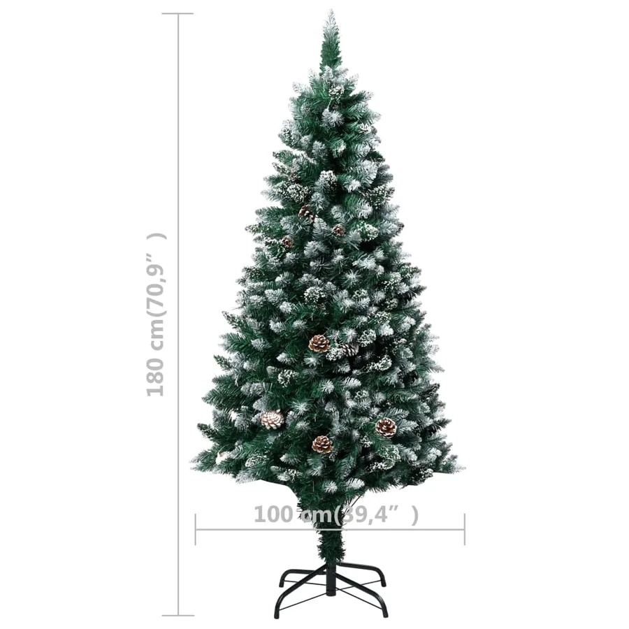Sapin de Noël avec pommes de pin et neige blanche 180 cm - 7