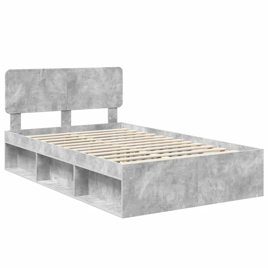 Cadre de lit Gris Béton 135 x 190 cm Pin massif - 4