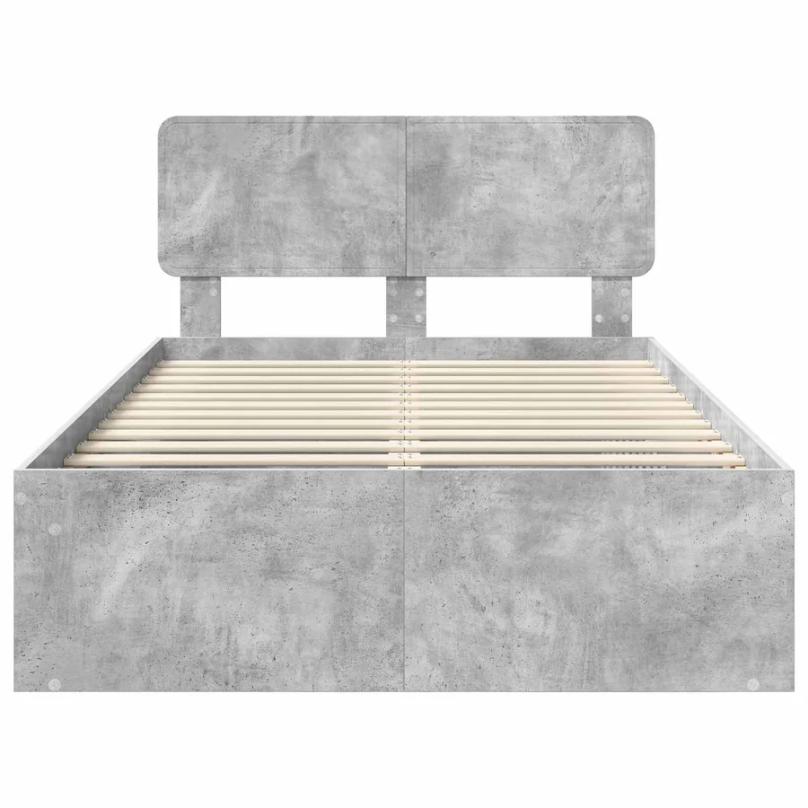 Cadre de lit Gris Béton 135 x 190 cm Pin massif - 7