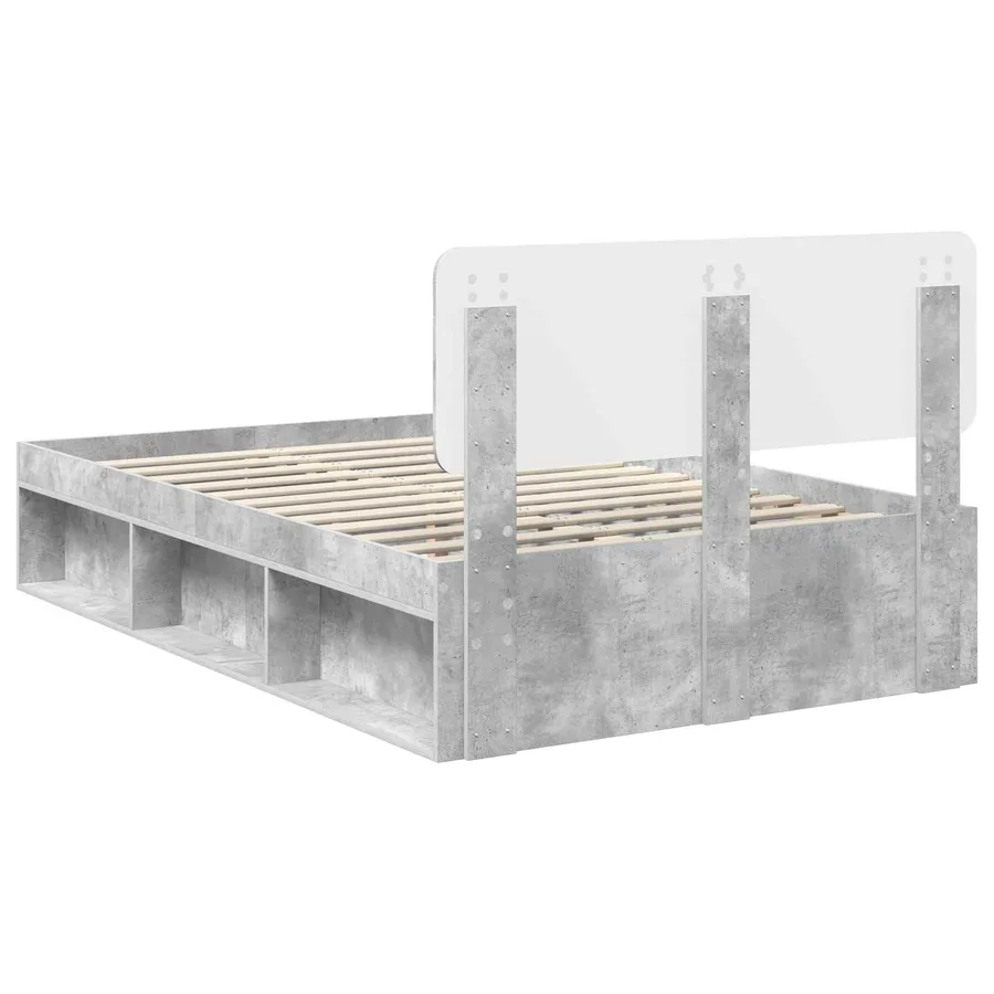 Cadre de lit Gris Béton 135 x 190 cm Pin massif - 9
