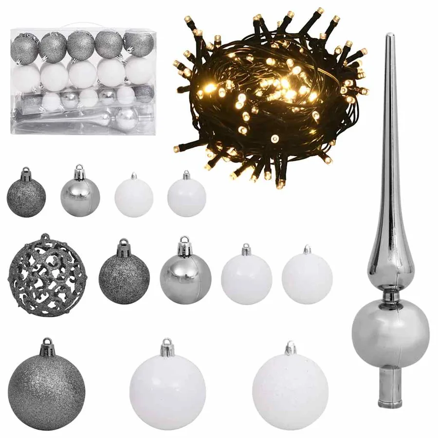 Sapin de Noël artificiel pré-éclairé Noir 150 cm PVC - 11