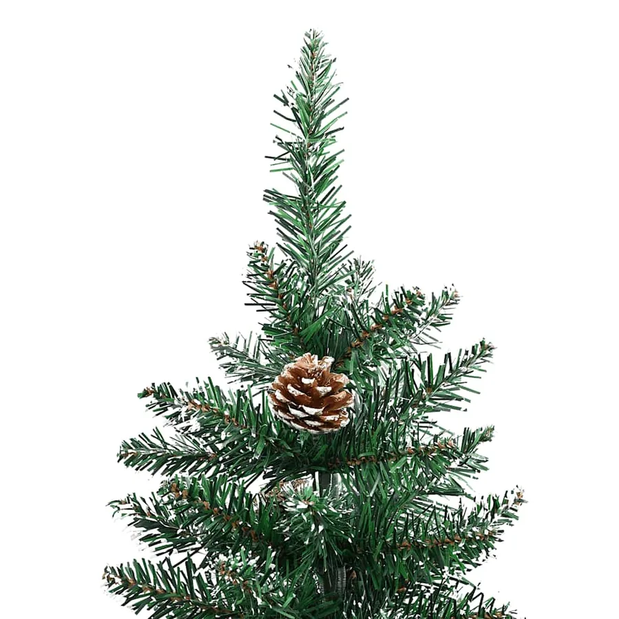 Sapin de Noël mince bois véritable et neige blanche vert 210 cm - 5