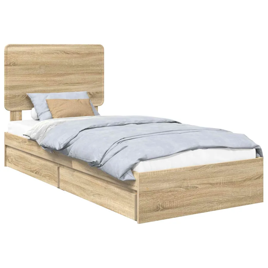 Lit de Rangement Chêne Sonoma 75 x 190 cm Bois d'ingénierie - 2