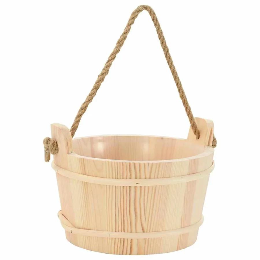 Seau de Sauna 2 pcs Marron Bois de pin massif et chanvre - 4