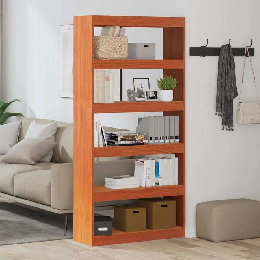 Bibliothèque Brun cire 80 x 30 x 167,5 cm Pin massif