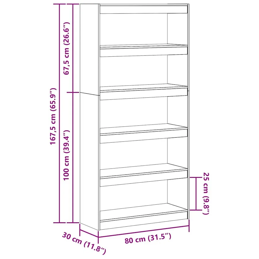 Bibliothèque Brun cire 80 x 30 x 167,5 cm Pin massif - 9