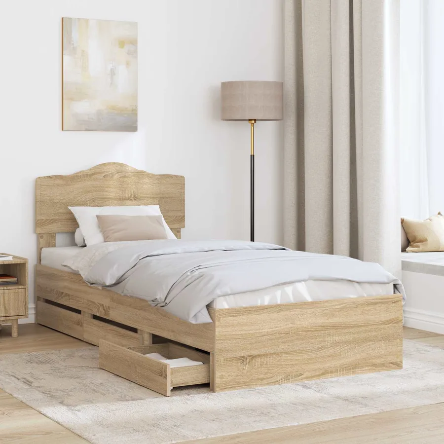 Cadre de lit Chêne Sonoma 75 x 190 cm Bois Ingénierie - 3
