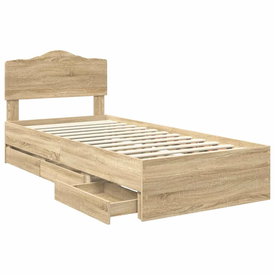 Cadre de lit Chêne Sonoma 75 x 190 cm Bois Ingénierie - 5