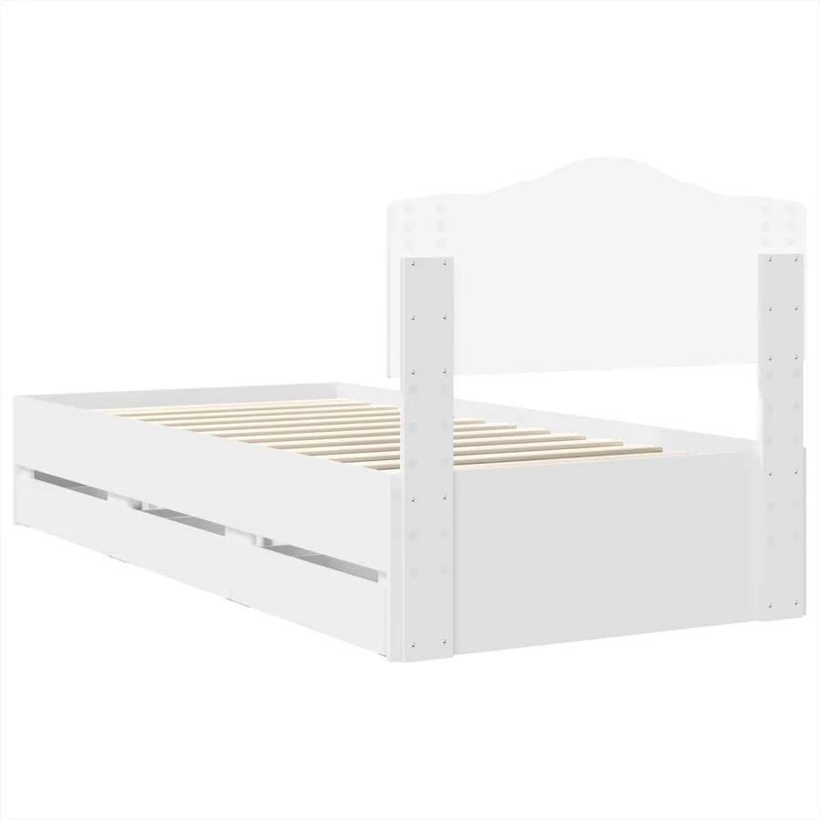 Cadre de lit avec tiroir Blanc 75 x 190 cm Bois Ingénierie - 10