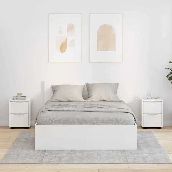Tables de chevet 2 pcs Blanc brillant 30,5 x 30 x 43 cm