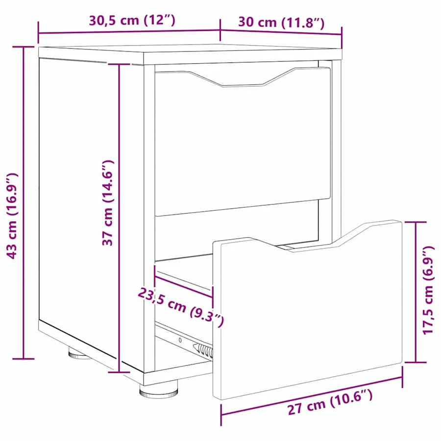 Tables de chevet 2 pcs Blanc brillant 30,5 x 30 x 43 cm - 13
